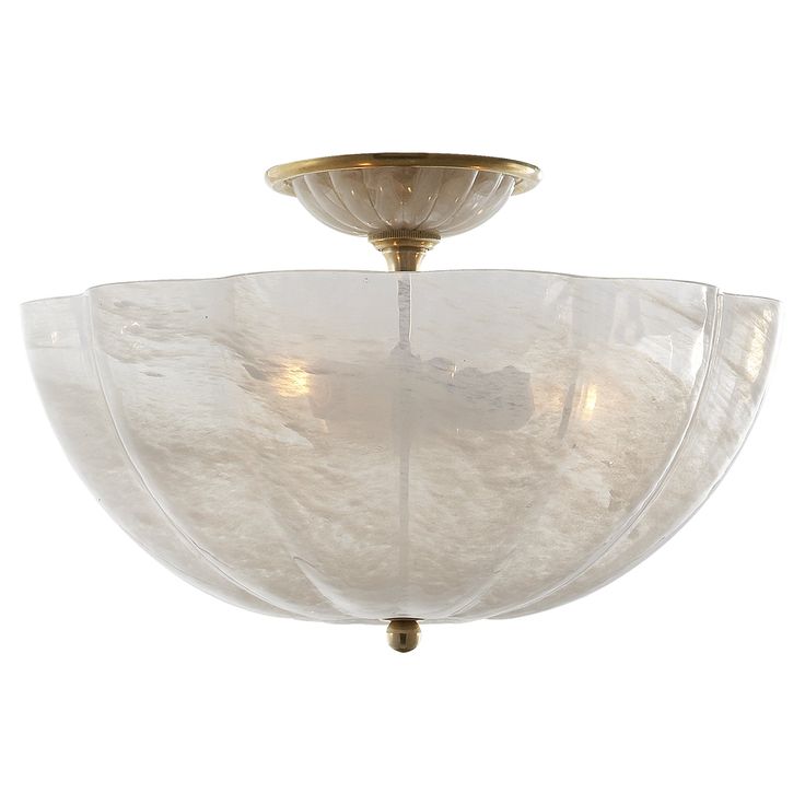 Visual Comfort Signature - ARN 4000HAB-WG - Three Light Semi Flush Mount - Rosehill - Hand-Rubbed Antique Brass Flush Light, Circa Lighting, Glass Ceiling Lights, Semi Flush Ceiling Lights, Kelly Wearstler, Pierre Frey, Modern Ceiling Light, Flush Ceiling Lights, Designers Guild