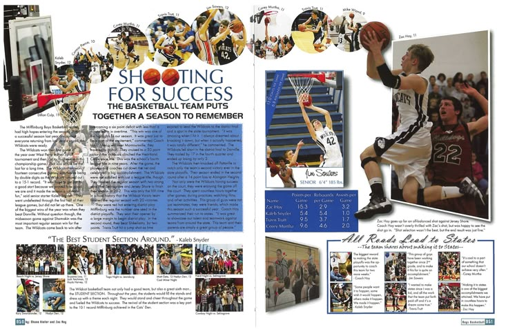 an article in the sports illustrated magazine about shooting for success, with images of basketball players