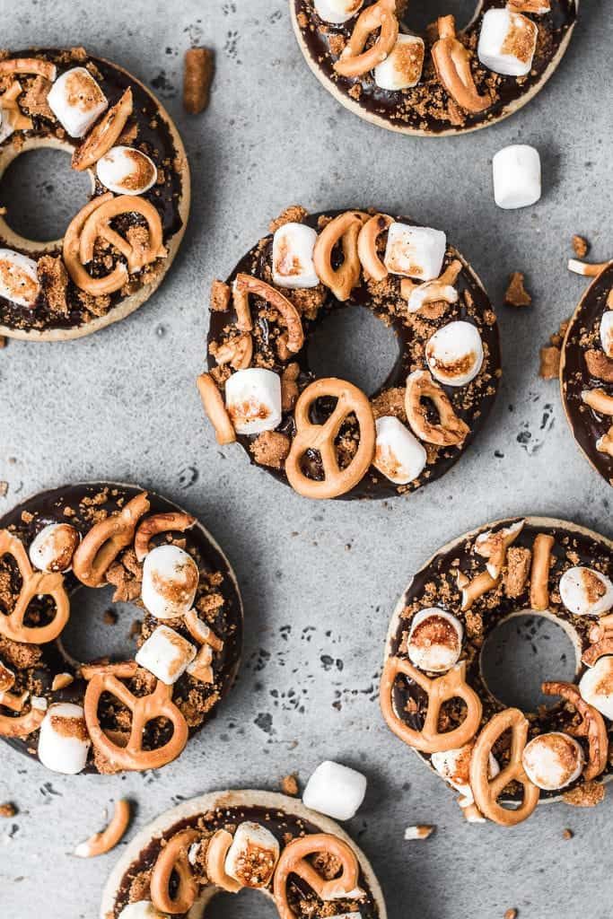 several pretzels with marshmallows and chocolate on top