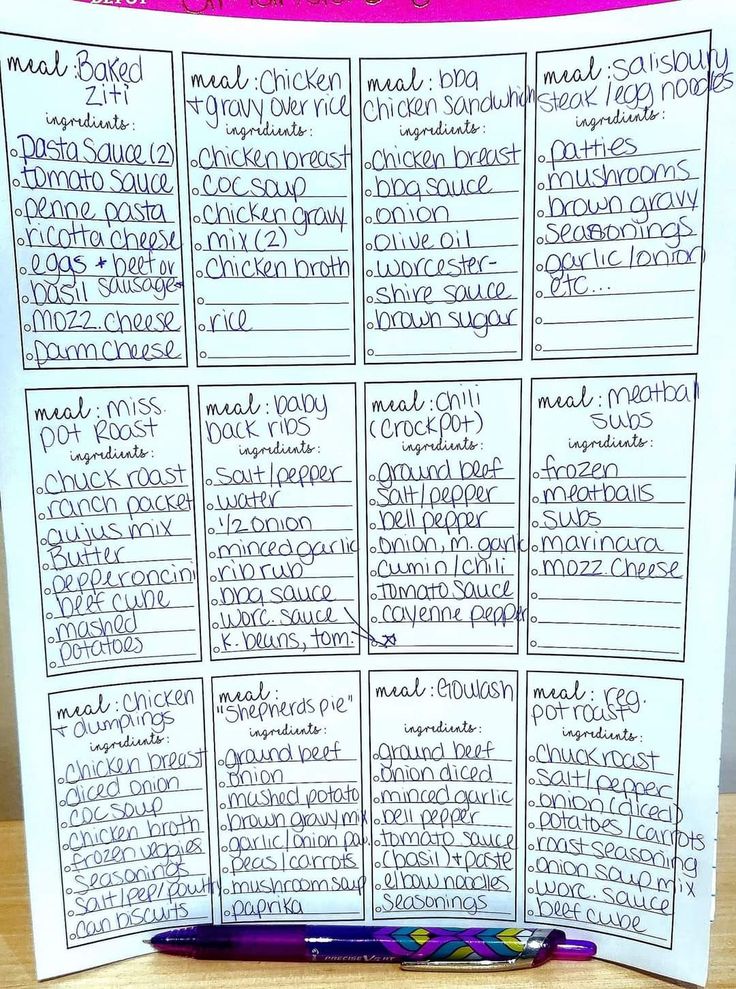 a printable menu for children's meal choices