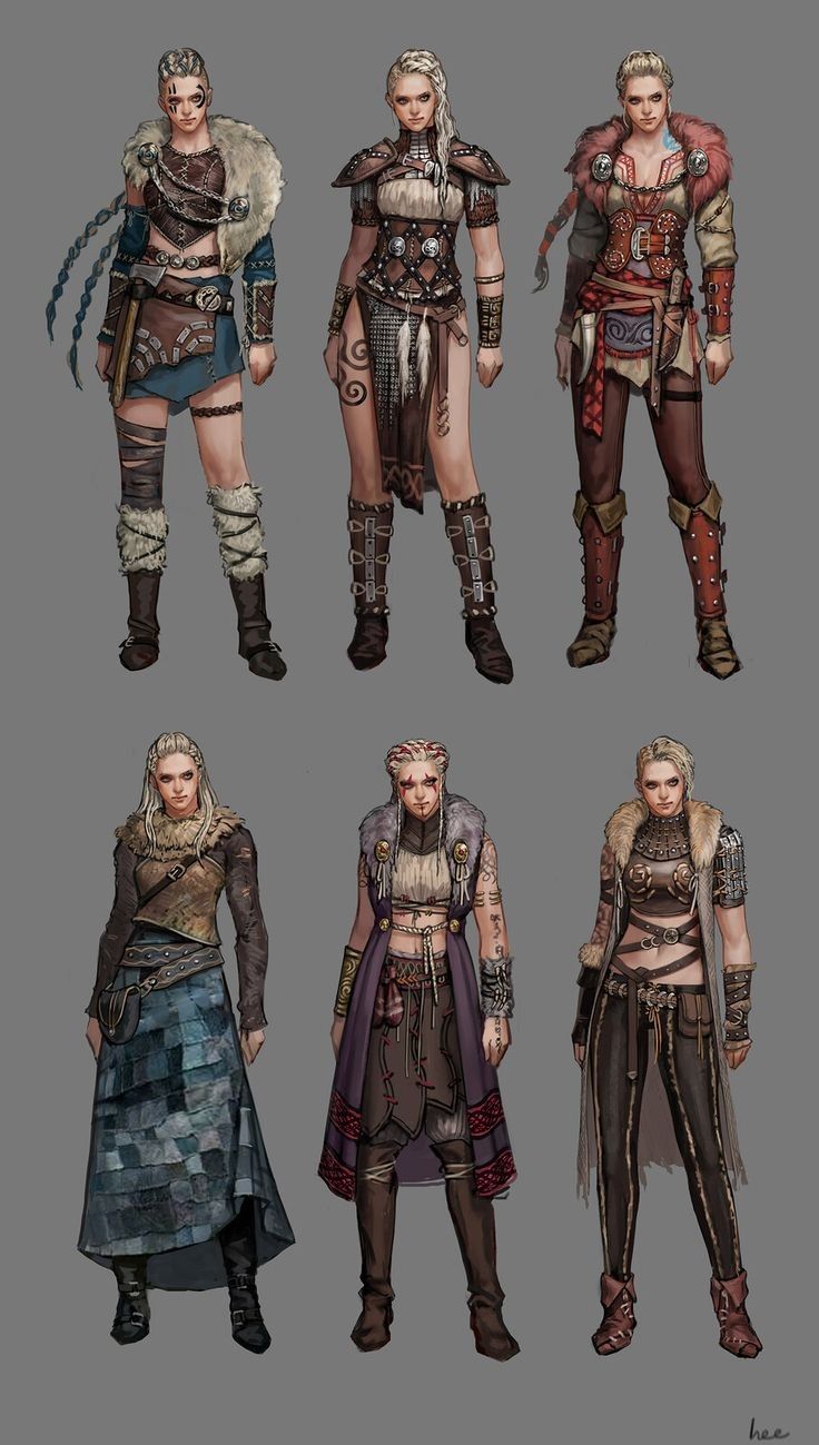 six different types of female characters in armor