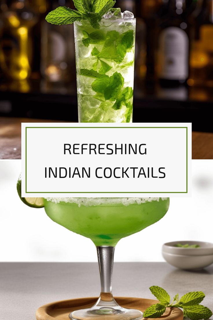 Discover refreshing and flavor-packed Indian cocktails like Aam Panna Mojito and Jaljeera Margarita to add a delightful twist to your next gathering. Chai Martini, Indian Cocktails, Cucumber Cooler, Aam Panna, Mango Mojito, Light Cocktails, Indian Curries, Mango Lassi, Cocktail List