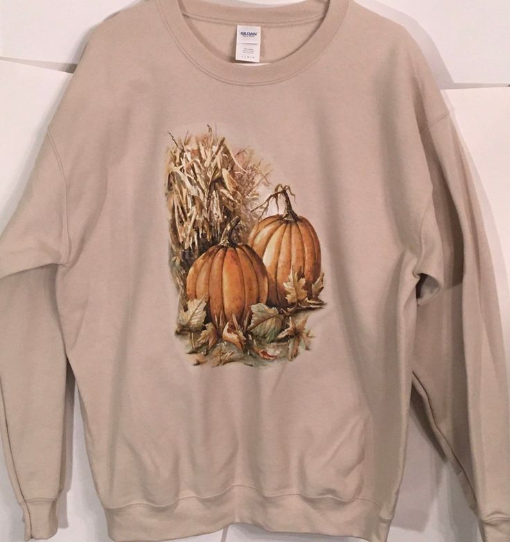 Autumn Pumpkin & Corn Husks T Shirt, (Sweatshirt,  Hoodie Available On Request) #794a For Sweatshirts and Hoodies please contact me to request a custom order. Youth Sizes available Design will be printed on the front of the garment unless requested otherwise. The exception to this is hoodies where zippers and pockets may obstruct the printing space. 5XL NOT available in LONG SLEEVE LAVENDER & GREEN  (Please order short sleeve style or a different color)   6XL available in short sleeve only and  is NOT available in LAVENDER or GREEN Long sleeve colors may vary from pictured depending on availability from the garment mills.   COLOR: Fabric colors can affect the final print colors. This image shows the design on white. Computer monitors can depict colors slightly differently as well.  Design Cotton Hooded T-shirt For Fall, Hooded Cotton T-shirt For Fall, Casual Fleece T-shirt For Fall, Fall Fleece Sweatshirt With Screen Print, Fall Hooded Graphic Print T-shirt, Hooded Graphic Print T-shirt For Fall, Graphic Print Hoodie Sweats For Fall, Fall Crew Hoodie With Screen Print, Fall Crew Neck Hoodie With Screen Print