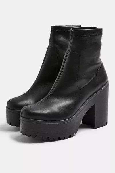 Boots With Socks, Chunky Black Heels, High Sock Boots, Black Chunky Heels Boots, Platform Heel Boots, Black Block Heel Boots, Black Chunky Boots, Chunky Black Boots, Chunky Heel Boots