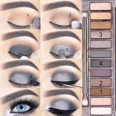 How to do a Smokey Eye for Blue Eyes picture 5 Silver Smokey Eyeshadow, Smokey Eyes Tutorial, Smokey Eye Makeup Steps, Silver Smokey Eye, Grey Smokey Eye, Glitter Smokey Eye, Silver Eye Makeup, Smokey Eye Easy, Blue Smokey Eye