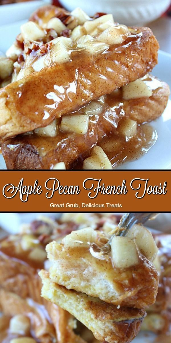 apple pecan french toast on a white plate