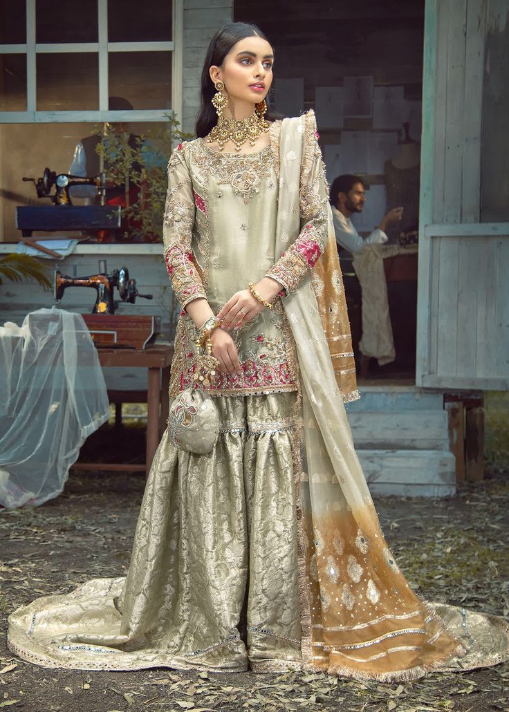 Blue Sharara, Gharara Designs, Bridal Dresses Pakistan, Pakistani Wedding Dress, Net Dress, Desi Clothes, Pakistani Wedding Dresses, Formal Dresses For Weddings, Pakistani Dress Design