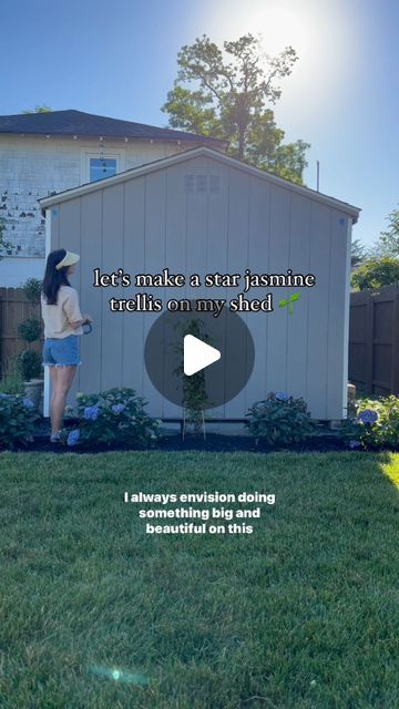 a woman standing in front of a shed with the words let's make a start ins