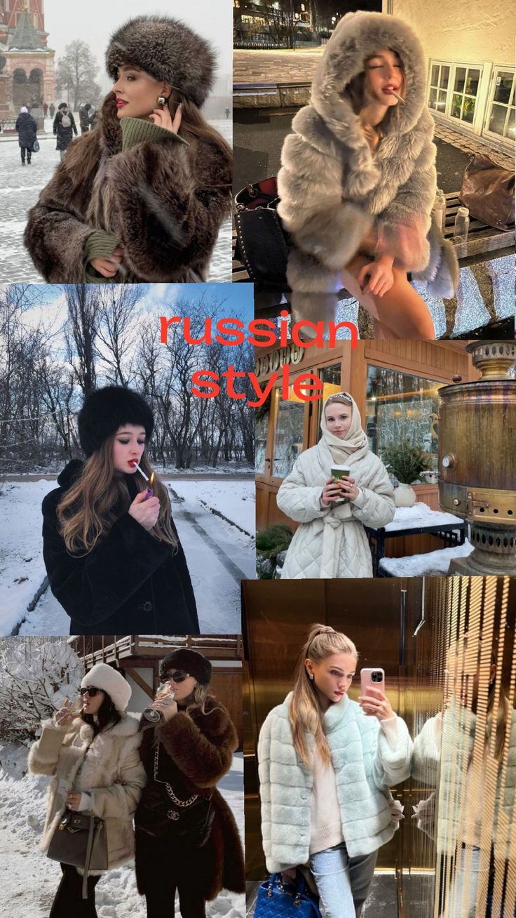 #russian #slavic #fur #fashion Russian Elegant Style, Russian Woman Outfit, Modern Russian Fashion, Russian Bimbocore Outfits Winter, Russia Winter Outfit, Winter Russian Outfits, Slavic Outfit Aesthetic, Russian Outfit Women, Russian Womens Fashion