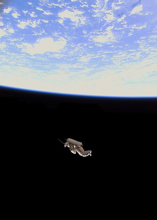 the space shuttle is flying over the earth's surface in this view from outer space