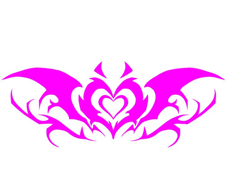 a heart shaped tattoo design with wings and hearts in the center on a white background