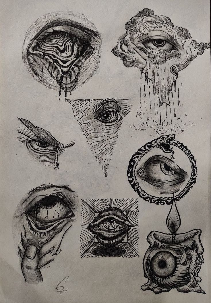 a drawing of different types of eyes