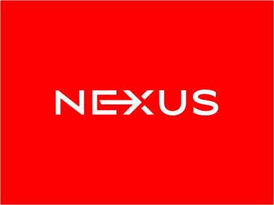 the word nexus is written in white on a red background with a square frame