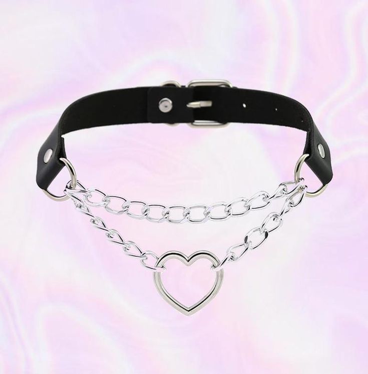 y2k-kawaii-fashion-Heart Leather Choker--Pinky Dollz Alt Style Outfit, Leather Heart Choker, Emo Jewelry, Cute Animal Quotes, Goth Scene, Leather Heart, Alt Style, Heart Choker, Dare To Be Different