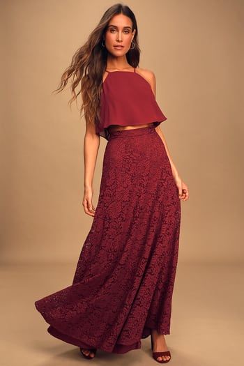 Dresses for Women | Best Women's Dresses Online Fall Party Dresses With Long Skirt, Long Fall Party Dresses, Long Skirt Dresses For Fall Night Out, Formal Fall Dress With Long Skirt, Formal Long Skirt Dress For Fall, Fall Night Out Long Dress, Pretty Midi Dresses, White Lace Skater Dress, Chiffon Crop Top