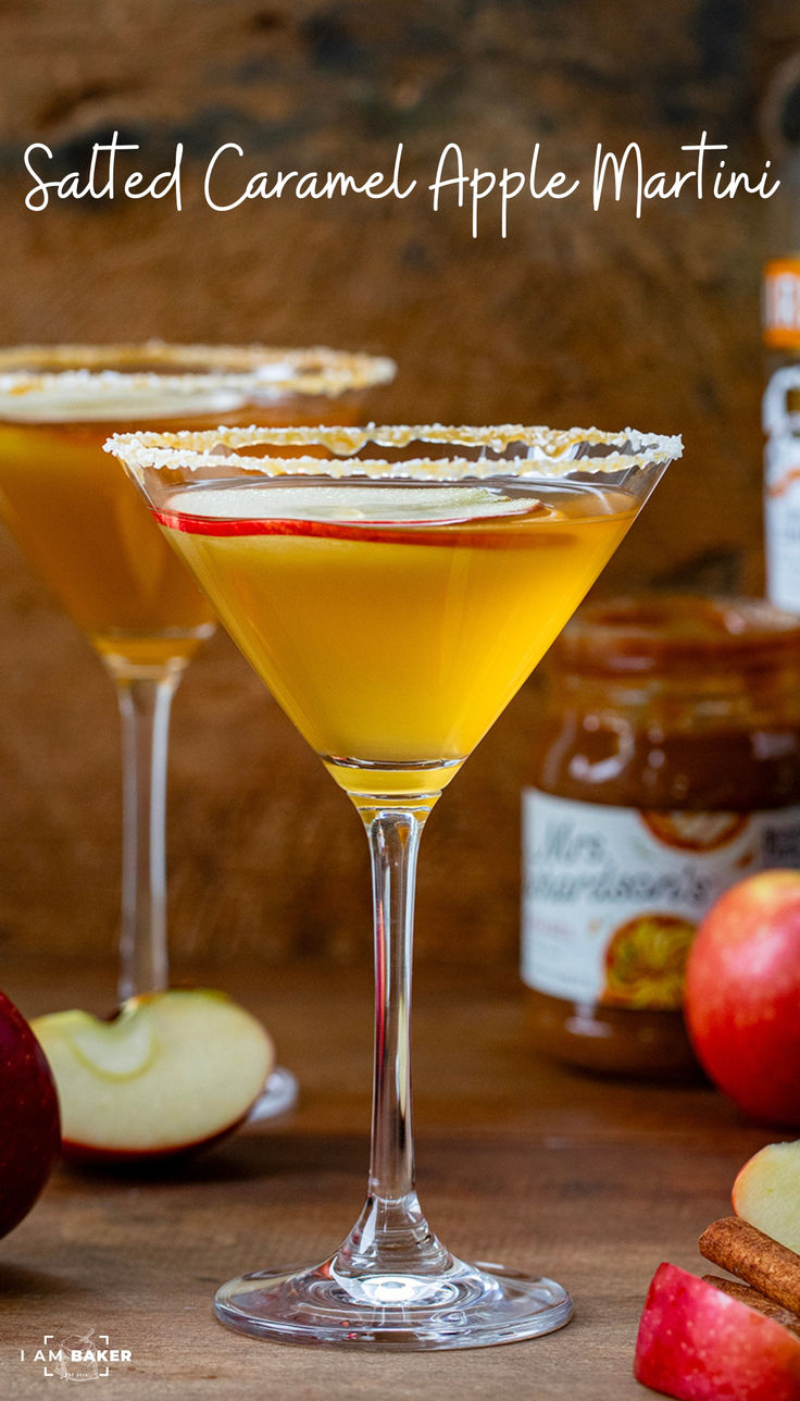 two glasses filled with an apple martini