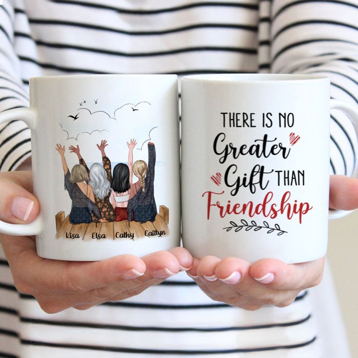 there is no greater gift than friends mugs with two people holding one on their hands