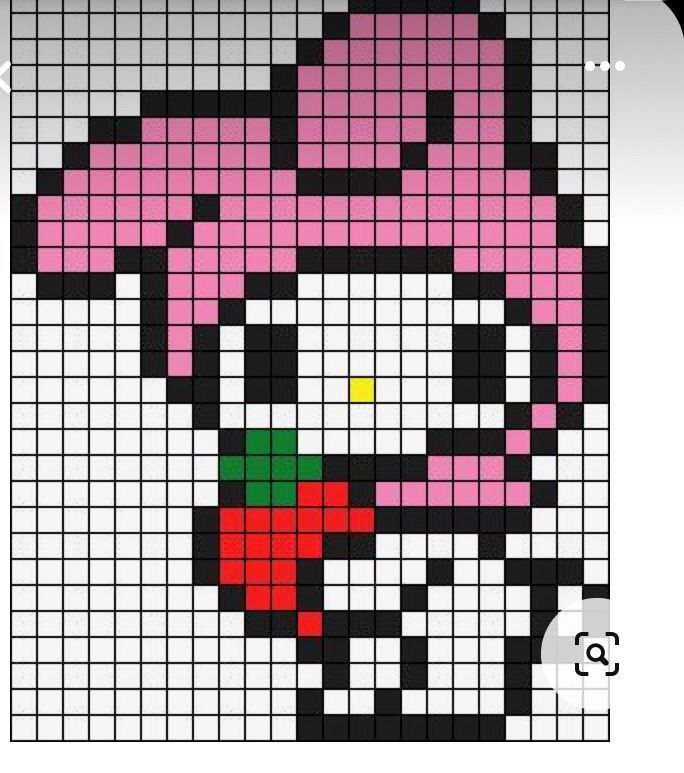 a cross stitch pattern with a pink kitty face on it's chest and head in the center