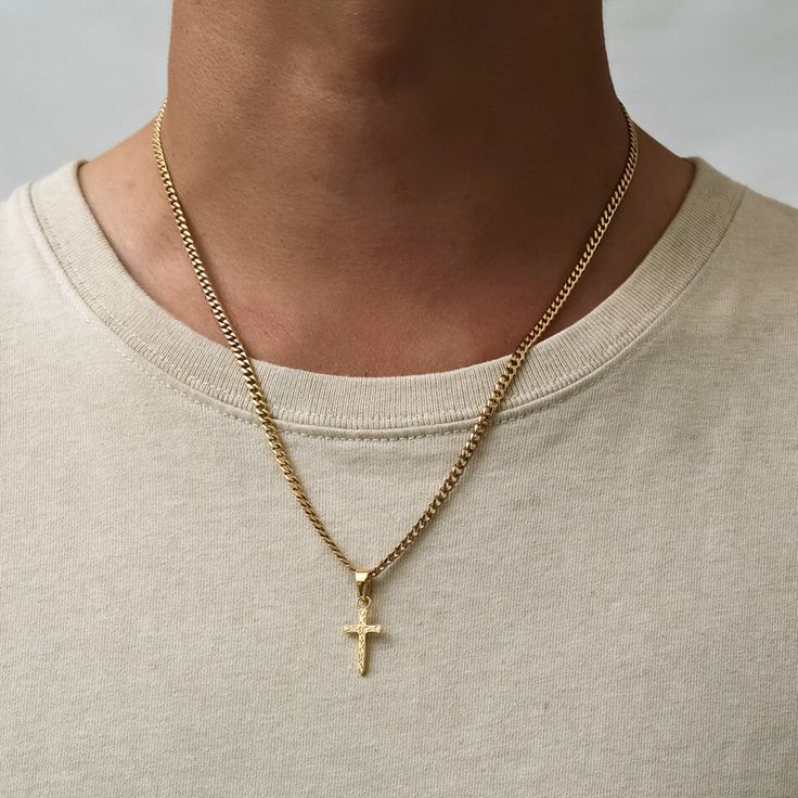 Chain With Cross Men, Gold Chain With Cross, Men Gold Chain, Cross Necklace Mens, Chain With Cross, Etsy Jewellery, Chain Necklace For Men, Sterling Silver Cross Pendant, Mens Crosses