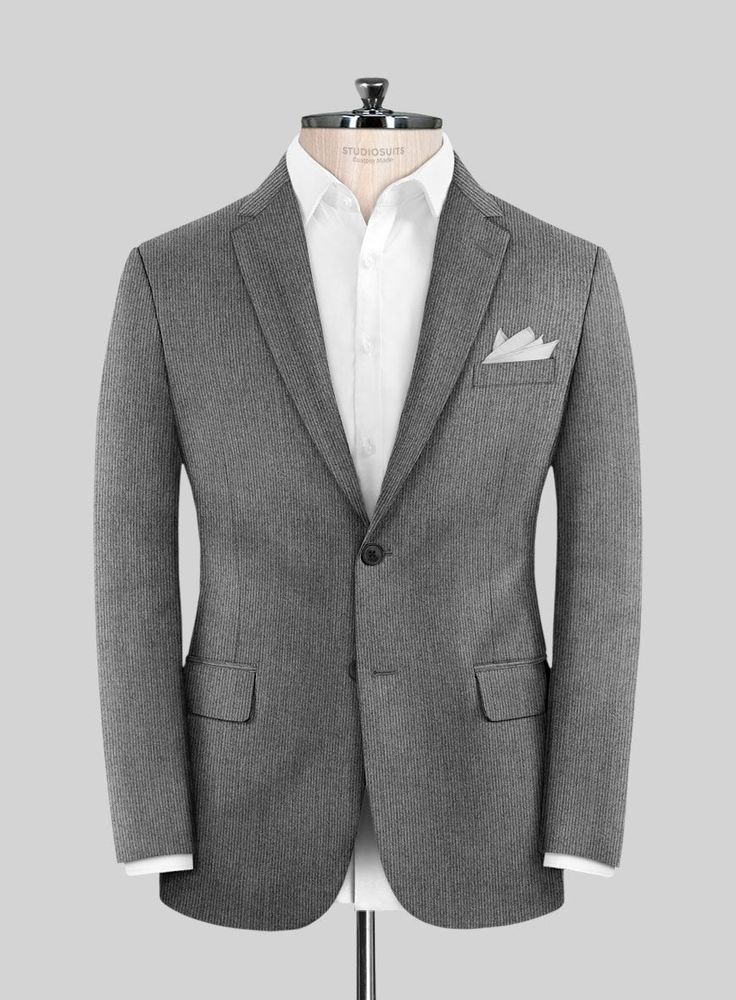 Unless you're intentionally aiming for a bold or kitschy style, it's advisable to opt for slim or subtle pinstripes. If you're looking to enhance your collection with a classic gray jacket that offers a subtle twist, we recommend considering our Italian Tiga Gray Mini Pinstripe Flannel Jacket. Crafted from Super 120's pure wool fabric, this jacket features narrow pinstripes on a gray backdrop, adding a touch of uniqueness. It not only provides a sharp and polished look suitable for the office b Kitschy Style, Gray Backdrop, Flannel Suit, Classic Gray, Flannel Jacket, Button Jacket, Gray Suit, Jacket Buttons, Black Button