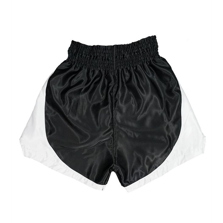 a pair of black and white shorts on a white background