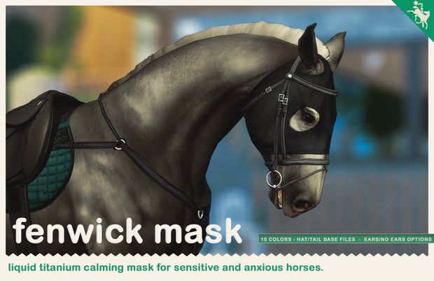 an image of a horse with the words fenwick mask on it's face