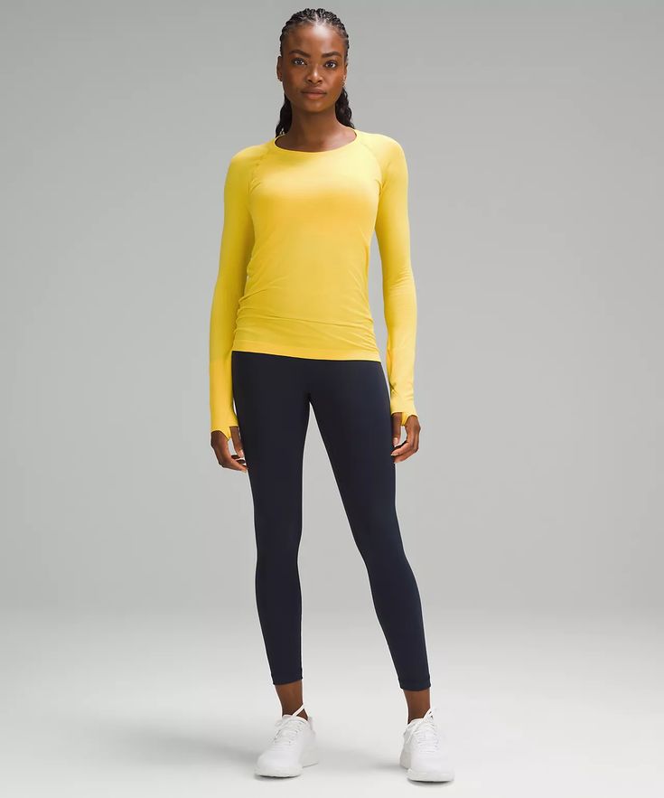 Swiftly Tech Long-Sleeve Shirt 2.0 | Women's Long Sleeve Shirts | lululemon Lululemon Long Sleeve Breathable Top, Lululemon Crew Neck Athletic Fit Activewear, Lululemon Stretch Tops With Seamless Construction, Lululemon Technical Moisture-wicking Activewear, Lululemon Moisture-wicking Crew Neck Activewear, Lululemon Compression Technical Activewear, Lululemon Stretch Activewear With Crew Neck, Lululemon Go-dry Technical Activewear, Lululemon Compressive Crew Neck Activewear