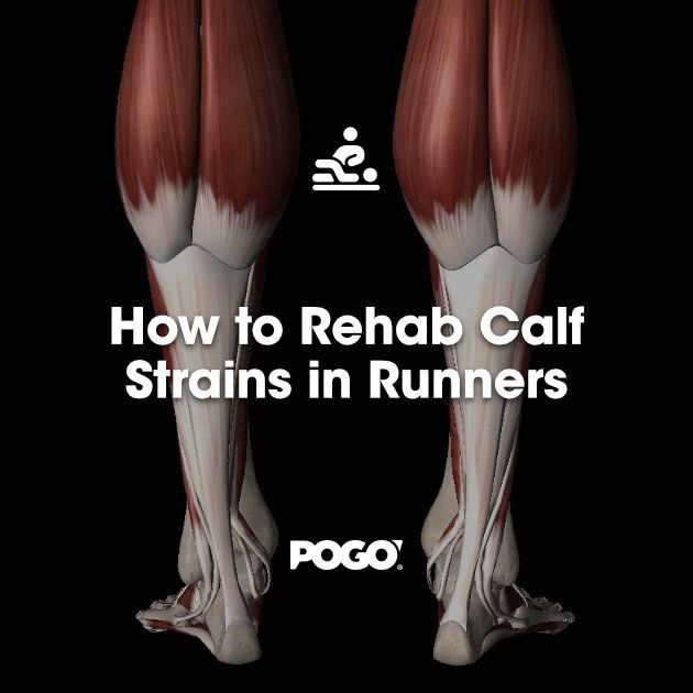 the legs and ankles are shown with text reading how to rehab calf strains in runners