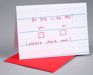 a card that says do you like me? yes no please check one on it