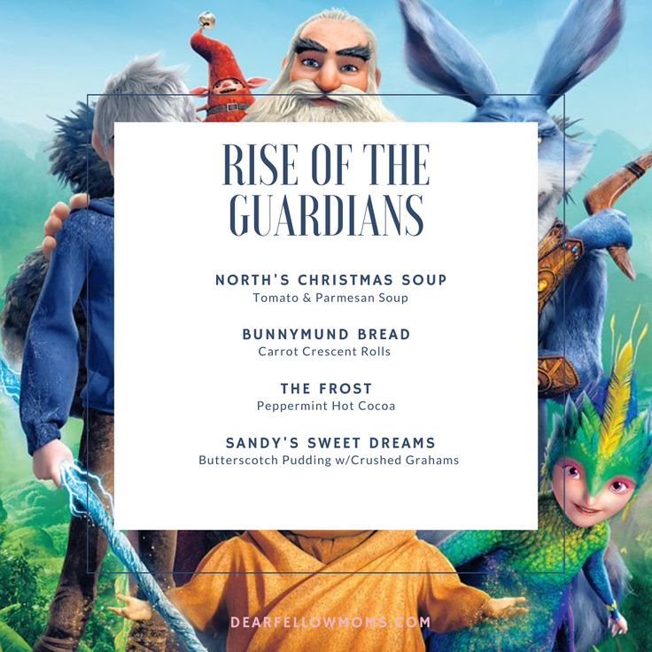 an advertisement for the rise of the guardianss, featuring santa claus and other characters