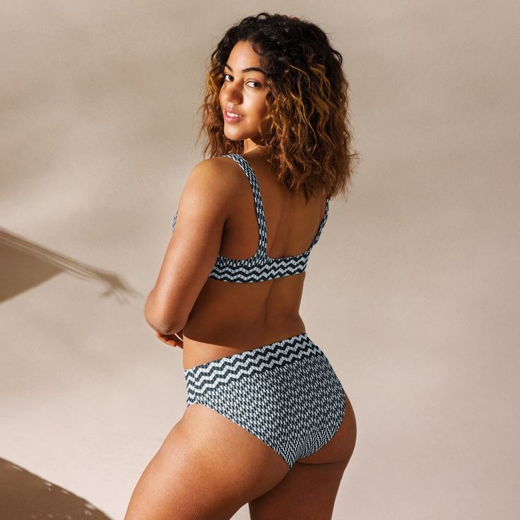 It’s too easy to fall in love with this bikini set. Removable pads and its double-layer make it comfy to wear all day by the pool or at the beach. • Fabric composition in the EU: 88% recycled polyester, 12% elastane • Fabric weight in the EU (may vary by 5%): 6.78 oz/yd² (230 g/m²) • Fabric composition in MX: 81% REPREVE recycled polyester, 19% LYCRA XTRALIFE • Fabric weight in MX (may vary by 5%): 7.52 oz/yd² (255g/m²) • Double-layered and non-reversible • Removable padding • Tear-away care lab Poolside High Waist Bra-friendly Tankini, High Waist Bra Friendly Tankini For Vacation, High Waist Bra-friendly Tankini For Vacation, Beach Fabric, Elastane Fabric, The Pool, At The Beach, Double Layer, Fall In Love