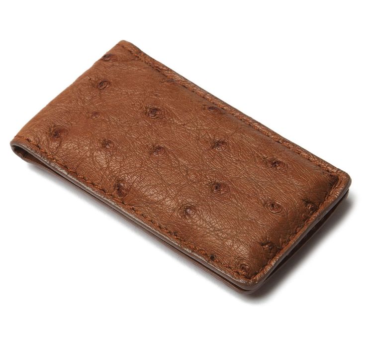 Tan Ostrich Money Clip | SIR JACK'S Brown Rectangular Wallet, Textured Leather Rectangular Wallet, Rectangular Textured Leather Wallet, Luxury Textured Leather Rectangular Card Holder, Formal Rectangular Wallet, Leather Money Clip, Currency Note, Leather Money Clips, Ostrich Leather