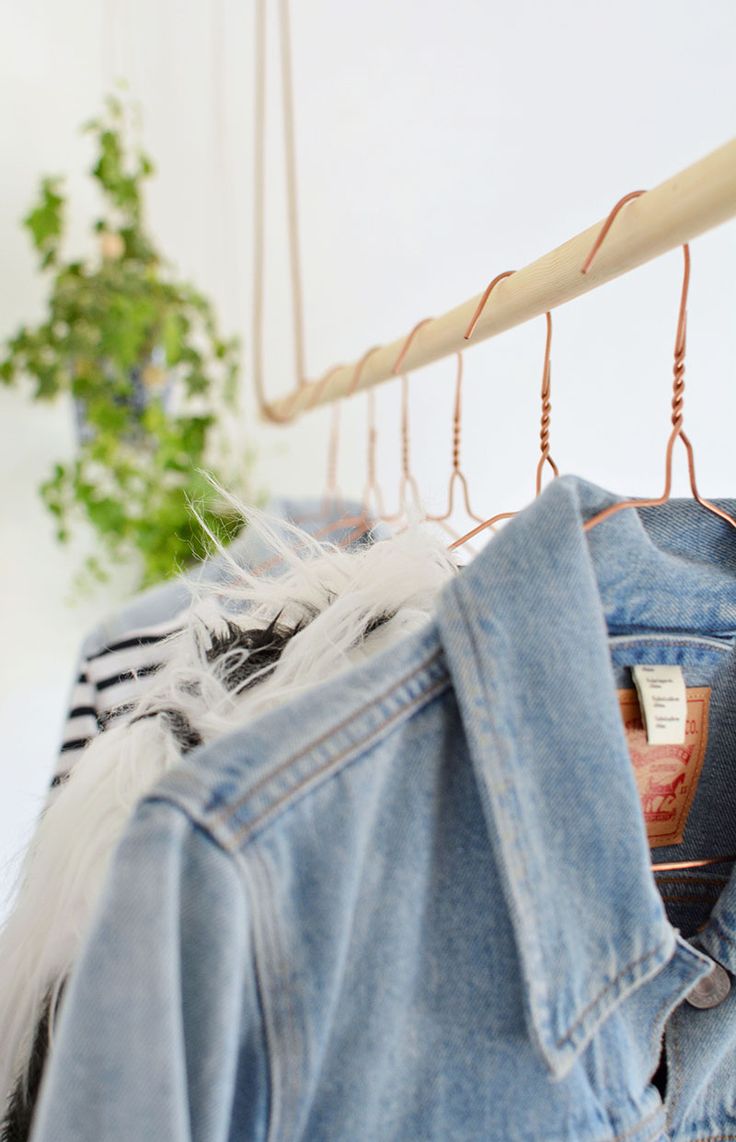 DIY hanging clothes rail @burkatron Diy Hanging Clothes, Hanged Clothes, Product Shoot Ideas Clothing, Hanging Clothes Rail, Hang Clothes, Preloved Clothes, Clothes Hanging, Clothes Organization Diy, Organization Diy