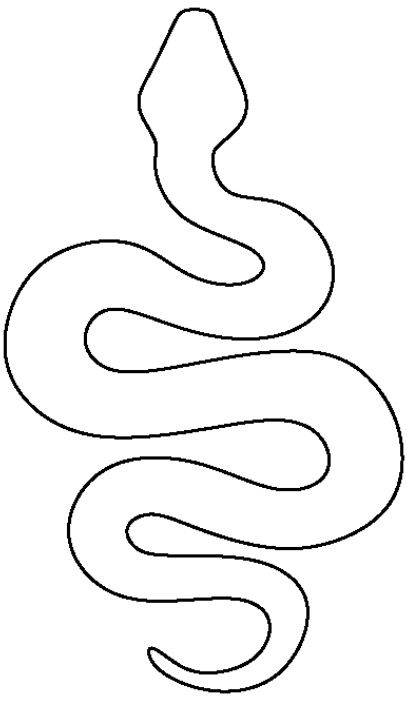 a black and white line drawing of a snake's head with the tail curled up