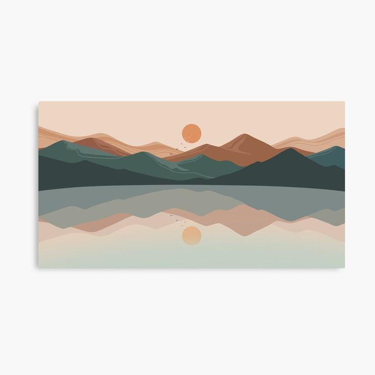 an abstract landscape with mountains and water