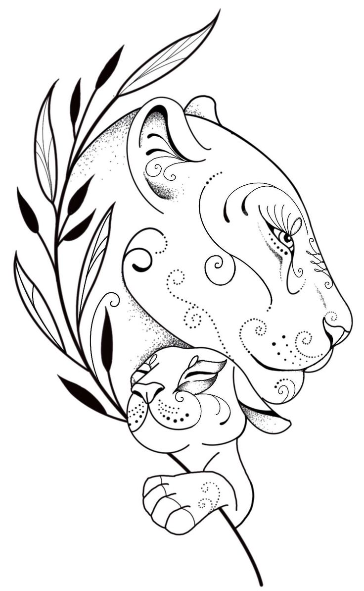 a black and white drawing of a lion's head with an olive branch in its mouth