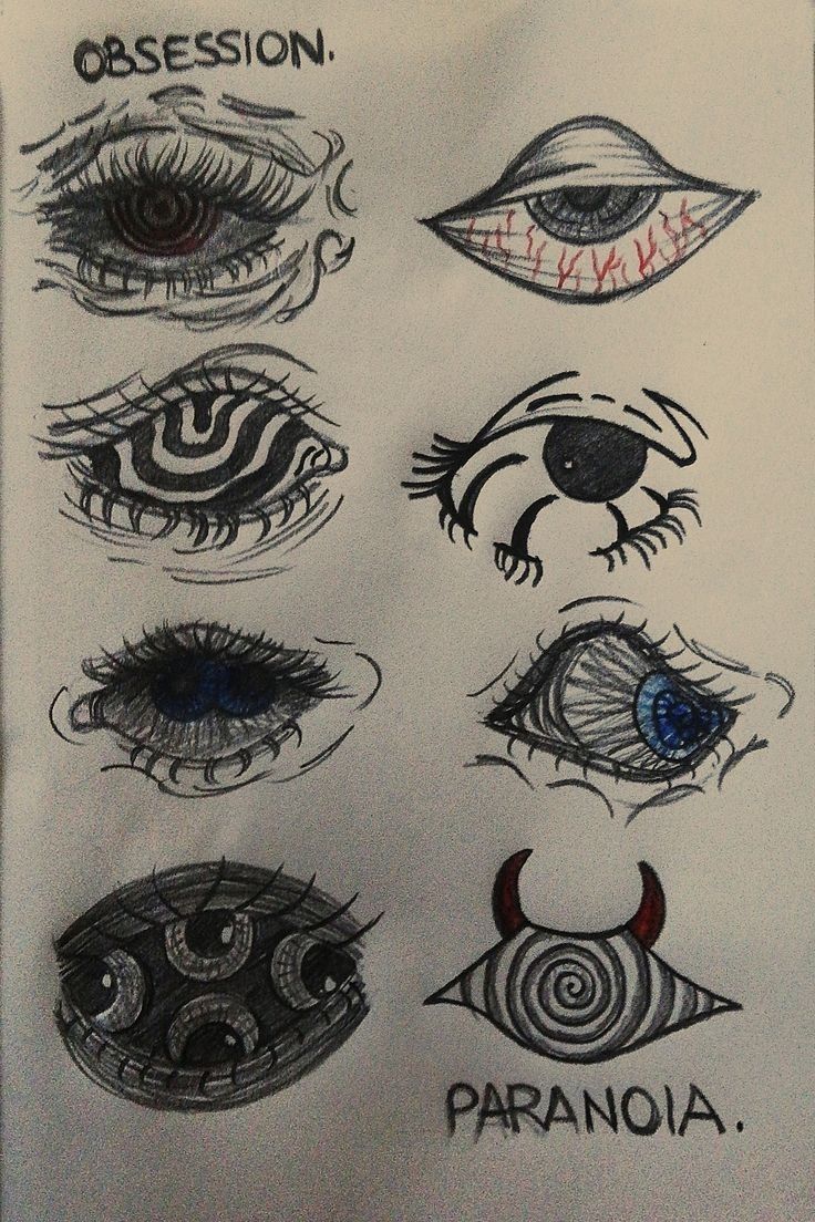 an image of various eyes drawn on paper with the words possession written in it and below them