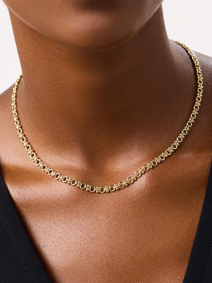 Make a statement with this thick gold chain necklace. Plated in 14k gold, this necklace features a chunky chain silhouette designed to turn heads and garner compliments. Perfectly chic, this necklace easily takes your neckline to the next level, no matter the outfit or the occasion. Pair this thick chain with our Ash Double hoops for a cool touch of texture. • Plated in 14k gold • Thick chain design • Water-resistant & tarnish-proof Thick Gold Chain Necklace, Thick Gold Chain, Bold Necklace, Chain Design, Gold Choker, Water Design, Bold Design, Letter Necklace, Gold Chain Necklace