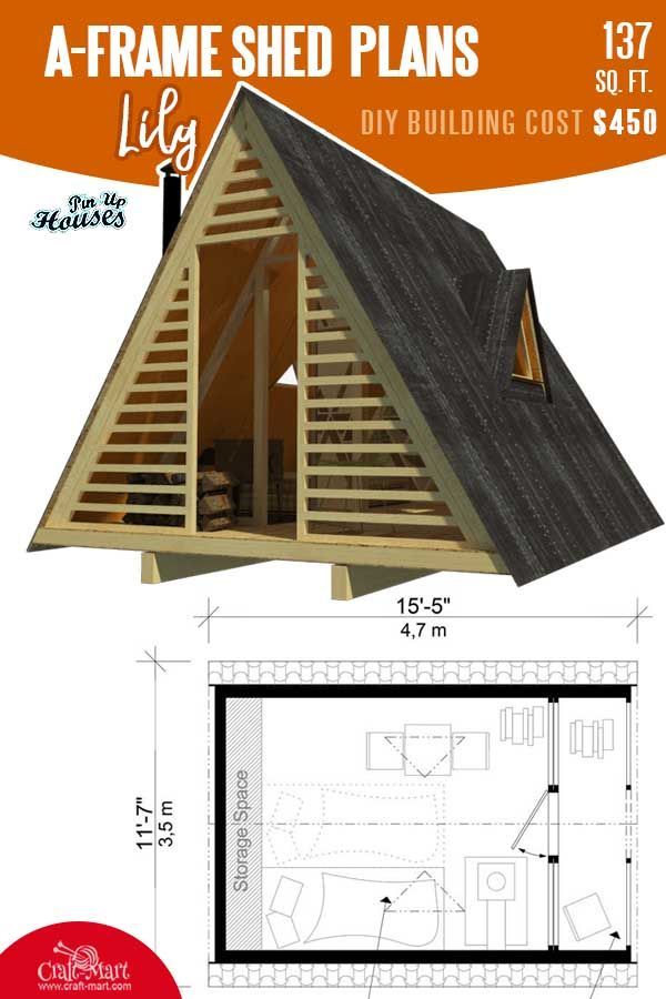 a frame shed plans is shown with measurements