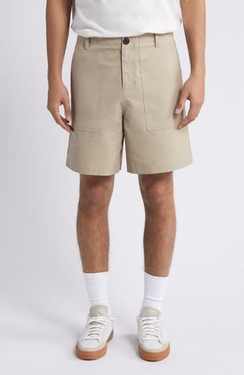 Designed for all-day comfort, these straight-leg chino shorts are made from pure cotton and feature handy pockets for your essentials. Zip fly with button closure Front slant pockets 100% cotton Machine wash, dry flat Imported Workwear Cargo Shorts With Patch Pockets, Cargo Shorts With Patch Pockets For Work, Cotton Cargo Shorts With Pockets For Work, Relaxed Fit Cotton Cargo Shorts With Patch Pockets, Utility Cotton Bermuda Shorts For Summer, Summer Utility Cotton Bermuda Shorts, Summer Cotton Cargo Shorts With Patch Pockets, Spring Cotton Shorts With Patch Pockets, Cotton Cargo Shorts With Patch Pockets For Work