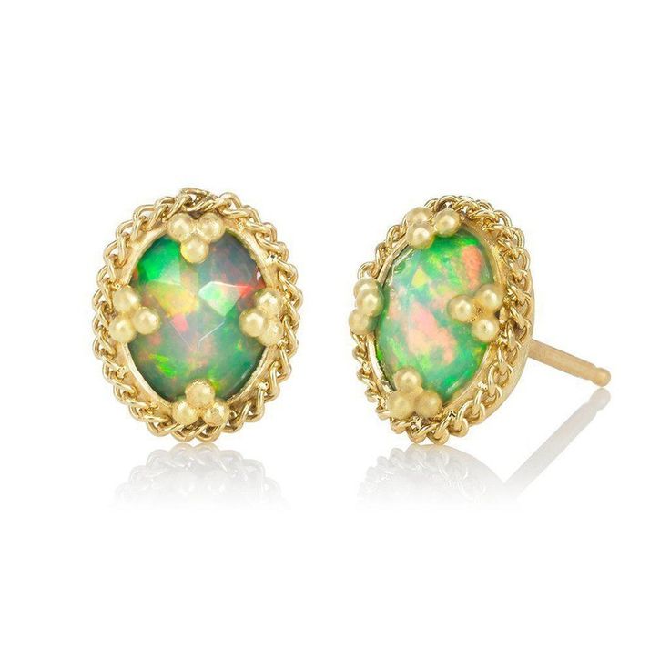 Opal Stud Earrings-Amali Jewelry-Swag Designer Jewelry Luxury Yellow Gold Oval Earrings, Luxury Oval Yellow Gold Earrings, Luxury 14k Gold Oval Earrings, Oval Yellow Gold Earrings, Yellow Gold Oval Pierced Earrings, Oval Yellow Gold Pierced Earrings, Luxury Gold Oval Cabochon Earrings, Hallmarked Yellow Gold Oval Cabochon Earrings, Oval Cabochon 14k Gold Earrings