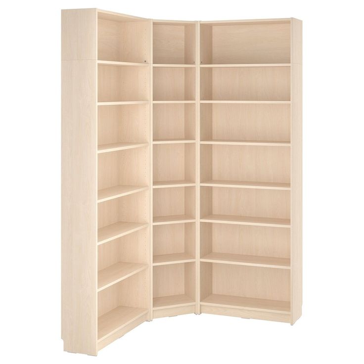 This bookcase has a height extension unit, allowing you to make the most of the wall area. BILLY is a versatile bookcase that works just as good as a storage unit and is suitable to use in many different ways at home. The shallow and adjustable shelves help you customize your BILLY and allow you to use it as you like – for storing everyday items, memorabilia or other things you collect.​ BILLY has a simple and timeless design that is easy to pers Bookcase In Apartment, Billy Bookcase Corner Built In, Corner Bookshelves Ideas, Ikea Bookshelf Library, Billy Bookcase Lighting, Ikea Bookcase Built In, Ikea Bookshelf Wall, Ikea Library Ideas, Sliding Bookshelves