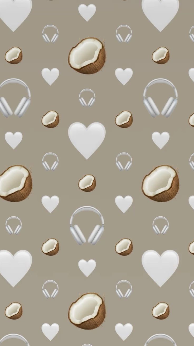 Cute Coconut Wallpaper, Iphone Emojis Wallpaper, Emoji Iphone Wallpapers, Aesthetic Emoji Wallpaper, Cute Emoji Wallpaper Iphone, Brown And White Wallpaper, Coconut Wallpaper, Headphones Wallpaper, Emojis Wallpaper