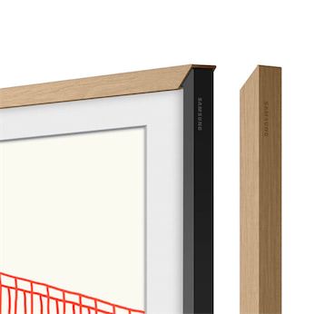 the frame is white and has a red line drawn on it, along with a wooden block