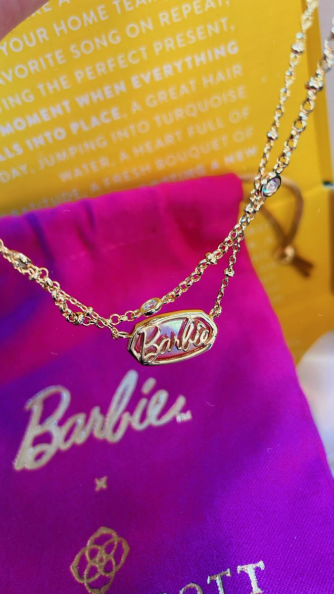 Barbie Kendra Scott, Kendra Scott Barbie, Kendra Scott Barbie Collection, Barbie Friendship Necklace, Kendra Scott Barbie Earrings, Barbie Movies Necklace, Kendra Scott Hot Pink Necklace, Home Song, Shopping Wishlist