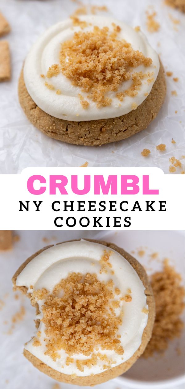 crumbl new york cheesecake cookies with white frosting and grahams on top