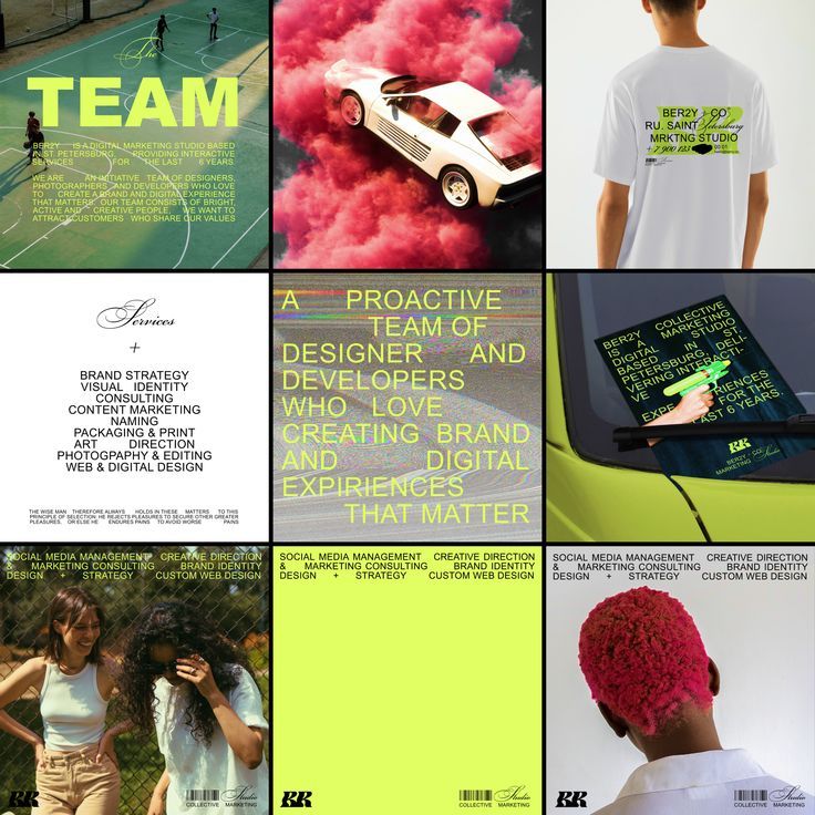 a collage of photos with people, cars and words on them that say team