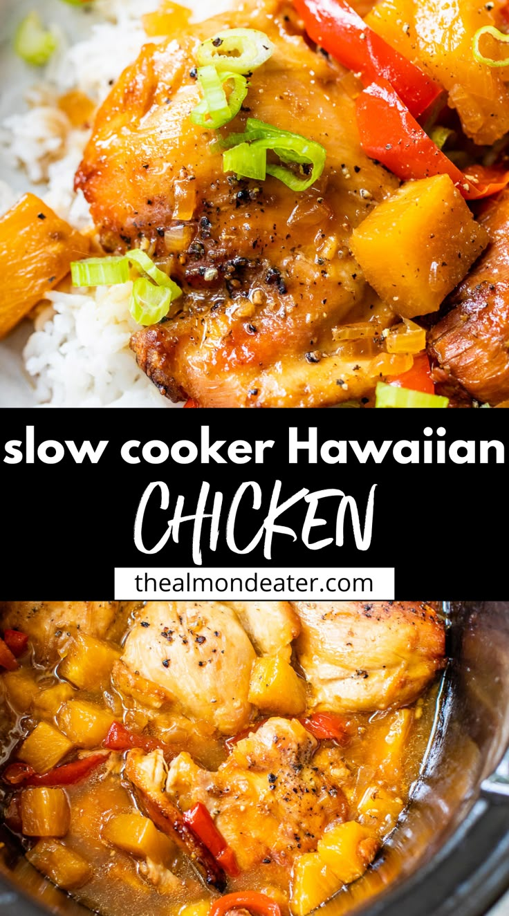 slow cooker hawaiian chicken with rice and peppers