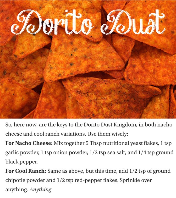 the recipe for doritoo dust is shown here