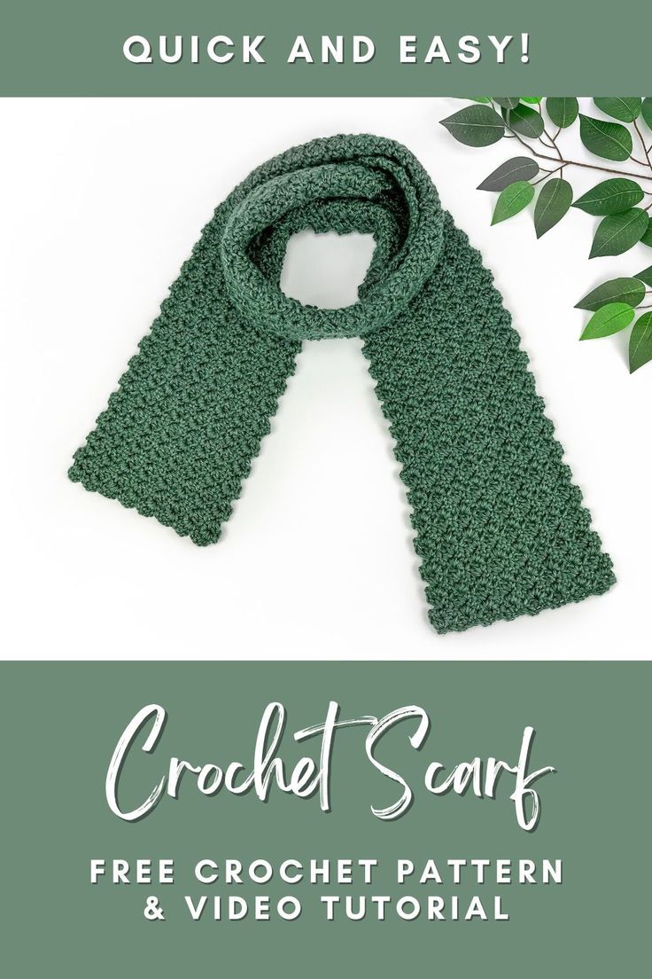 the crochet scarf pattern is shown with text that reads, quick and easy